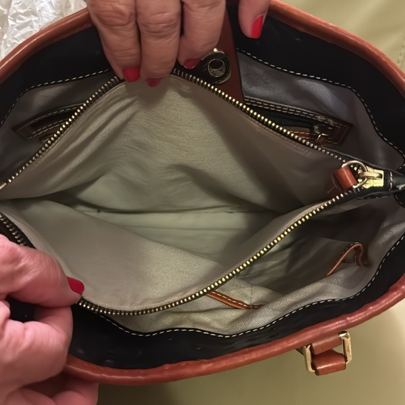 Dooney and Burke textured leather purses, two tone black and brown. - Picture 4 of 6